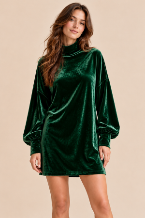 SDUH-D10147<br/>LONG SLEEVE MINI VELVET DRESS