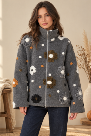 SDUH-J8697<br/>FRONT ZIPPER MOCK COLLAR JACKET